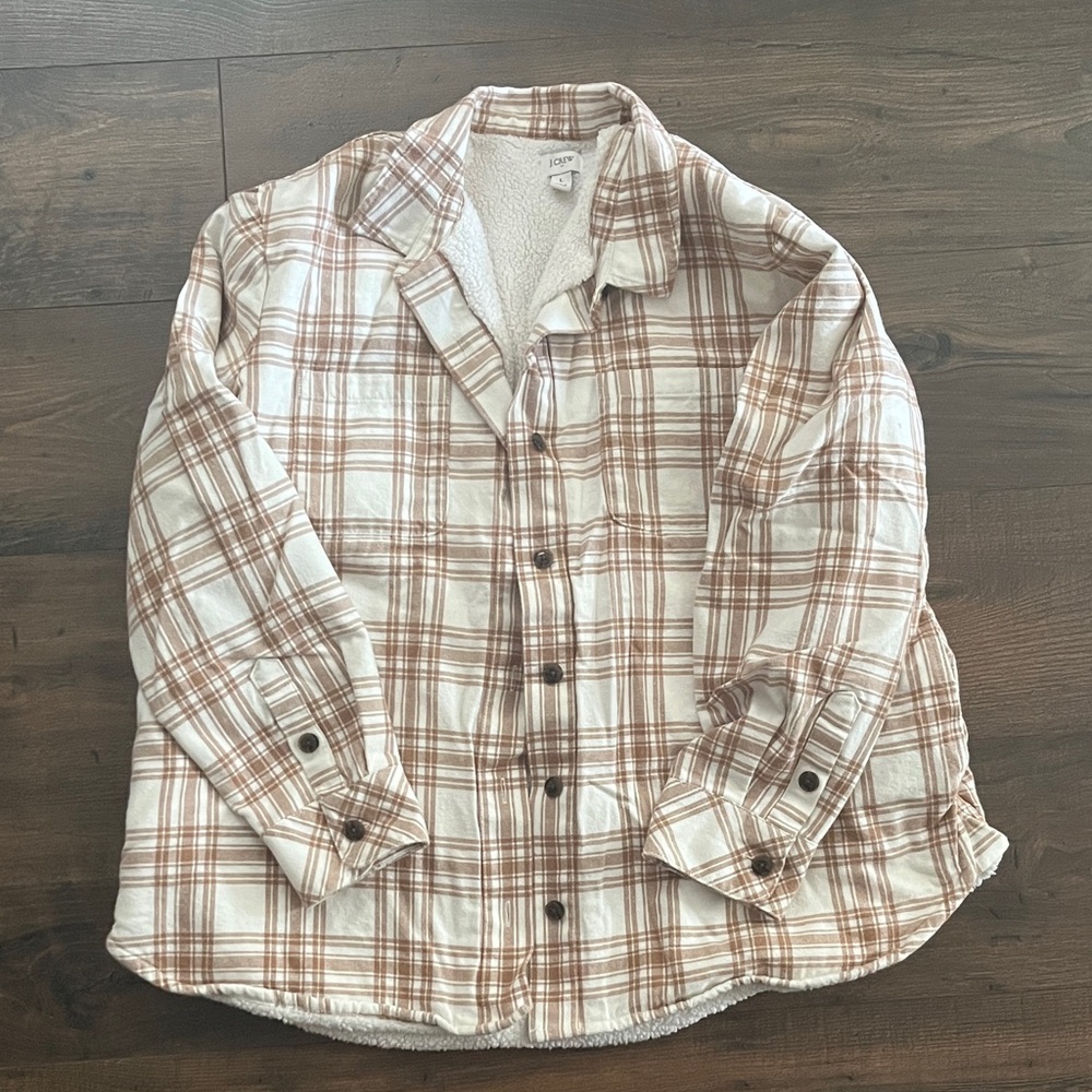 J. Crew Sherpa Lined Plaid Shirt Jacket